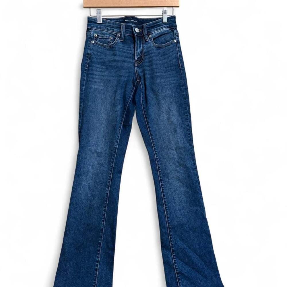 Aeropostale Mid Rise Bootcut Jeans Women's 00 REG Medium Wash - Picture 2 of 6